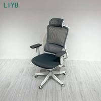 Chaise de bureau ergonomique LIYU avec appui-tête réglable et soutien lombaire, chaise de bureau en maille à dossier haut pour le bureau, norme BIFMA