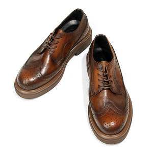 Chaussures brogues classiques pour hommes en cuir de vachette, à lacets, respirantes, durables, à bout carré, pour mariage - Product Image 4