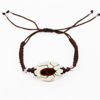 Bracelet tricoté en ambre avec insectes pour homme