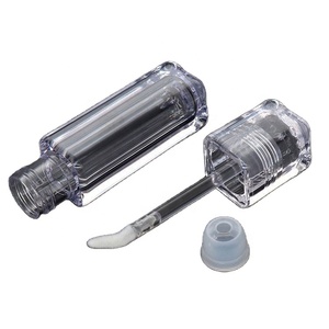 <b>Square</b> Transparent 6.5ml Glitter Lip Gloss <b>Container</b> PETG <b>Plastic</b> Lip Oil Tube Empty Lip Gloss Tubes with Large Brush - Product Image 5
