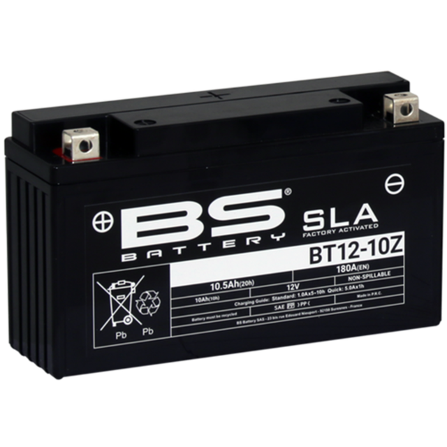 New Tuttobatterie BS Battery BT12-10Z 12V 10.5Ah AGM Motorcycle Battery Non-Spillable 180A 126Wh Plastic Italy