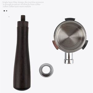 <span class=keywords><strong>Porte</strong></span>-<span class=keywords><strong>filtre</strong></span> sans fond en acier inoxydable compatible <span class=keywords><strong>Delonghi</strong></span> 51 mm avec poignée en bois pour café domestique/professionnel - Product Image 4