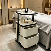 Chariot de Salon de Luxe avec Tiroirs, Meuble de Rangement Roulant Moderne pour Spa et Beauté, Chariot Utilitaire Médical pour Coiffure et Tatouage