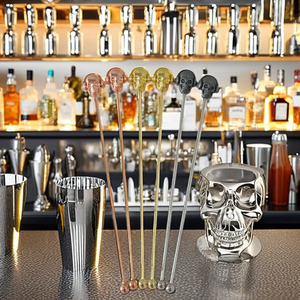 Cuchara de barra de acero inoxidable 304, agitador de cabeza de fantasma creativo, cóctel, té de la leche, uso doméstico, coctelera de vino de Metal, herramienta, modelo, agitador de números - Product Image 1