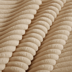 Canapé d'angle modulable 3 places convertible, sectionnel Cloud, assise profonde, avec coussins décoratifs modernes, en tissu velours côtelé camel - Product Image 5