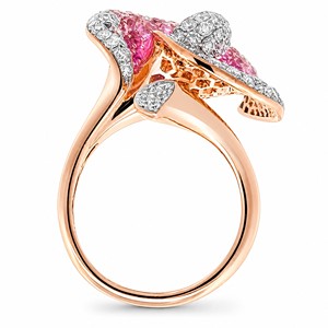 Bijoux en pierres précieuses en livraison directe mondiale, or 18 carats, diamant d'Afrique du Sud, bague en saphir rose naturel pour femmes - Product Image 2