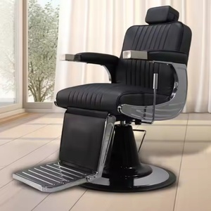 Wholesale Price Luxury Aluminum Frame Vintage Gold Hair Salon Furniture Barber <b>Chair</b> for Men - Product Image 3