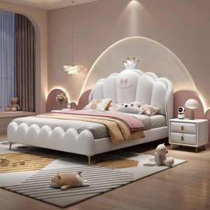 Letto per Bambini in Legno Massello Moderno e Minimalista, Design con Corona Rosa, Durevole ed Ecologico per <span class=keywords><strong>Camerette</strong></span> Femminili - Product Image 4