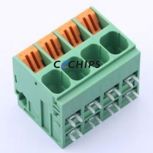 KF207R-10.16-4P Spring Terminal Block Bent Lead Through Hole,P=10.16mm Connector 1x4P 10.16mm Green 4P - Product Image 1