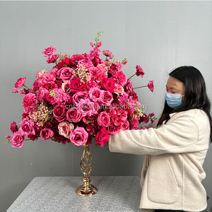 Boule de fleur rose <span class=keywords><strong>fushia</strong></span> rose vif unique lisse 70cm grande boule de fleur artificielle pour la décoration de mariage - Product Image 1