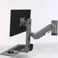Support mural pour moniteur Meisonic T8-GA01KB en aluminium couleur argent, nouvelle station de travail intégrée pliable pour clavier et souris LCD