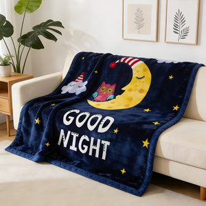 ผ้าห่มราเชลลายการ์ตูนน่ารักนุ่มพิเศษ ผลิตจากโพลีเอสเตอร์ 100% ผ้าถักเนื้อนุ่มหนาสำหรับเด็ก ลายพระจันทร์ก่อนนอน - Product Image 1
