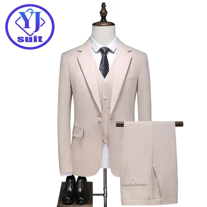 fashion men's slim solid color business office suit Luxury 3 piece men's wedding suit sets large size men Blazer+ pants + vest