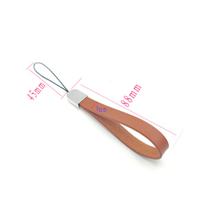Cordon de poignet en cuir PU pour téléphone portable avec extrémité métallique et cordon pour porte-clés ou clé USB - Product Image 2
