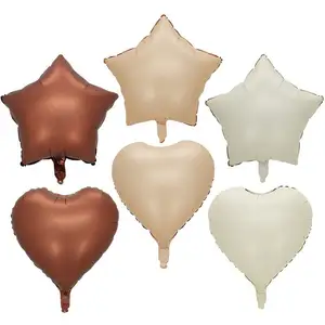 11 anni fornitore di feste all'ingrosso crema bianca marrone colore Mylar Foil Heart Star Sharp Balloons per decorazioni di compleanno di nozze