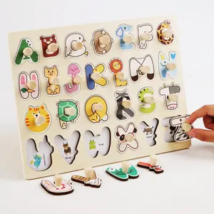 educational toy Hoye Crafts Children's wooden puzzle board Cute letters learn toys Funny hand grasp board