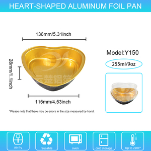 <span class=keywords><strong>6</strong></span>*5 pulgadas 255ml bandeja de pastel de papel de aluminio para hornear recipientes de papel de aluminio desechables en forma de corazón con tapas - Product Image 6