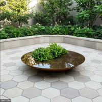 Bassin à eau en acier corten pour jardin, jardinière et bain d'oiseaux modernes en acier corten, décoration paysagère extérieure