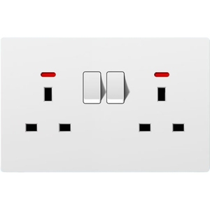 <strong>UK</strong> Standard Durable White Double <strong>13A</strong> Single Pole Plastic <strong>Socket</strong> with Light Suitable for Modern Home Office Hotel Rooms - Product Image 2