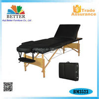 Table de Massage pliable à 2 sections à hauteur réglable Camillas De Masajes Cadre en bois robuste Salon de beauté Noir Spa Lit