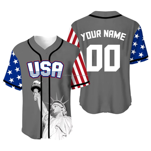 Maillots de baseball pour hommes, avec impression par sublimation, chemises personnalisées, drapeau animal, maillot de sport décontracté vierge par sublimation - Product Image 3