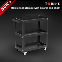 Armoire de garage roulante légère TOMAC, chariot à outils à 3 étagères, chariot utilitaire compact en acier avec roues