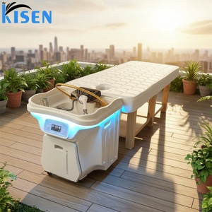 Kisen Mobile Shampoo <b>Bed</b> with Back Wash Basin Salon Bowl for Hospital Use Easy to Clean <b>Led</b> Light Durable and Efficient Design - Product Image 1