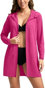 Vente en gros de maillots de bain personnalisés UPF 50+ à séchage rapide, respirants, avec fermeture éclair intégrale, protection solaire, capuche, SPF, légers, pour femmes, longs rashguards - Product Image 3