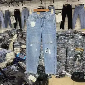 Usine personnalisée étiquette volante jeans 2024 nouvelle coupe ajustée tendance polyvalent affaires noir décontracté petite jambe pantalons longs