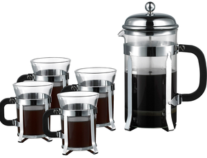 Cafetière <span class=keywords><strong>à</strong></span> piston en verre borosilicate 1000 ml avec tasses en verre et <span class=keywords><strong>mousseur</strong></span> <span class=keywords><strong>à</strong></span> <span class=keywords><strong>lait</strong></span> <span class=keywords><strong>manuel</strong></span> – Vente directe usine – Tendance 2026 - Product Image 2