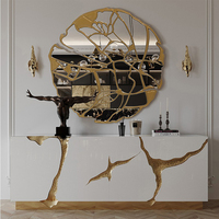 Meuble TV de Luxe Blanc Moderne avec Détails Métalliques Dorés, Buffet Haute Brillance pour Villa, Hôtel, Salon, Mobilier de Maison