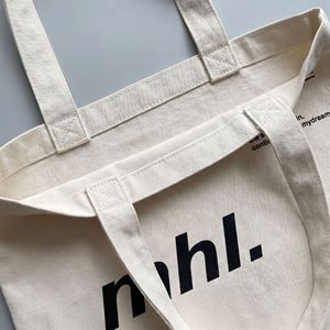 Bolsa de Lona Simple, Minimalista y Moderna con Estampado de Letras para Mujer, Bolsa de Tela de Gran Capacidad, Bolso de Hombro, Bolso para Estudiantes - Product Image 2