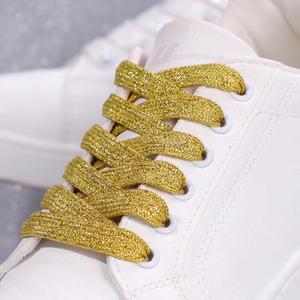 Metallic <b>Glitter</b> Gold Shoelaces Flat Shoelaces Multi - Color Optional for Sneakers Canvas Athletic Shoes - Product Image 2