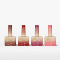 Flacon vide de 12 ml pour vernis gel UV, étiquette privée, en verre carré, avec base en caoutchouc et pinceau