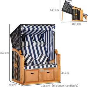 Высокое качество шезлонг складные шезлонги складные стулья для отдыха Strandkorb с солнцезащитным козырьком Strandkorb Nordsee - Product Image 6