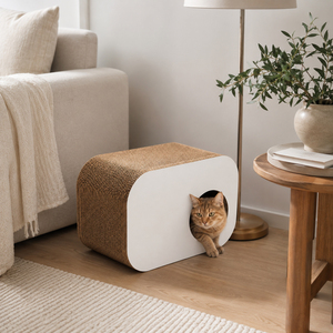 Lit pour chat minimaliste en carton, respirant, avec griffoir en papier, maison de jeu pour chaton d'intérieur, mobilier pour animaux de compagnie - Product Image 4