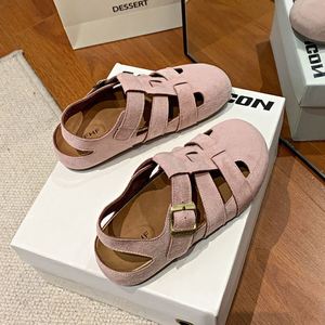Retro Forest Closed Toe Mule Slippers 2025 Summer Hollow Out Woven Two Wear Soft Flat Pig Cage Casual <b>Sandals</b> - Product Image 5
