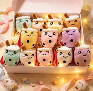 Schattig cartoon bubble <span class=keywords><strong>tea</strong></span> zacht pluche sleutelhanger melkthee beker gevuld hangertje rugzak tas charme sleutelhouder voor meisjes cadeau - Product Image 3