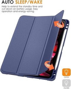 Trường hợp đối với <span class=keywords><strong>iPad</strong></span> Pro 11 ''4/3/2/1 Gen 2022-2018 & cho <span class=keywords><strong>ipad</strong></span> không khí 5/4, thông minh Slim Trifold đứng mềm bìa sau với chủ bút chì - Product Image 5