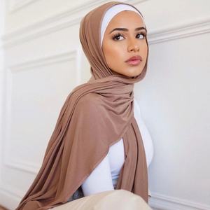 Nuovo colore elastico cotone donna musulmana scialle Jersey voile soie de medine hijab khimar hijab fornitore - Product Image 6