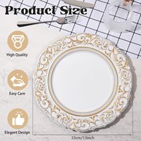 Assiettes de présentation antiques, assiette de présentation ronde en plastique blanc de 13 pouces, gaufrée, pour dîner, fête de mariage, décoration de table élégante