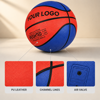 Kata Özel Logo Standart Boyut 7 Nem Emici PU Deri Basketbol Topu Bütil Kauçuk İçlikli Tüm Saha Kapalı Açık Alan Kullanımı