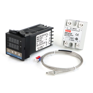 REX-C100 nhiệt đặt bộ điều khiển nhiệt độ + SSR + cặp nhiệt điện + Tản nhiệt SSR-40DA Bộ điều khiển nhiệt độ thông minh PID - Product Image 1