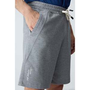 Pantalones cortos básicos para hombre de algodón gris melange, gruesos, suaves, con textura y ajuste estándar - 81278 - Gb melange - Product Image 3