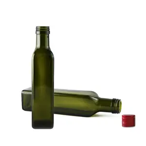 Fornitori della cina piccola cucina quadrata olio d'oliva bottiglia di vetro da 250ml con tappo a vite