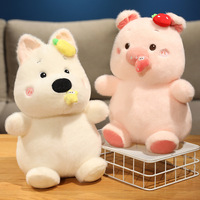 Porte-clés en peluche cochon fraise Kawaii, animal en peluche rose en coton moelleux pour filles