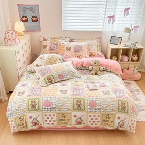 Housse de <span class=keywords><strong>couette</strong></span> en <span class=keywords><strong>polaire</strong></span> et flanelle à <span class=keywords><strong>double</strong></span> <span class=keywords><strong>face</strong></span> avec motif flocon de neige 3D, ensemble imprimé 3 pièces - Product Image 3