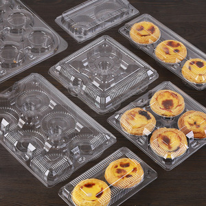 Caja de almacenamiento de tarta de huevo de plástico transparente PET desechable contenedor de comida para llevar 1 2 3 4 5 6 caja de plástico de postre de panadería transparente Clamshell - Product Image 1