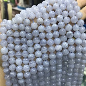 Perles d'<span class=keywords><strong>agate</strong></span> <span class=keywords><strong>bleue</strong></span> naturelle semi-précieuse de bonne qualité, rondes, pour la fabrication de bijoux DIY, 4 mm, 6 mm, 8 mm, 10 mm - Product Image 3