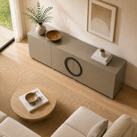 Modernes Minimalistisches Sideboard aus Massivem Eichenholz mit Rundem Griffdesign für Wohnzimmer und Esszimmer Aufbewahrung